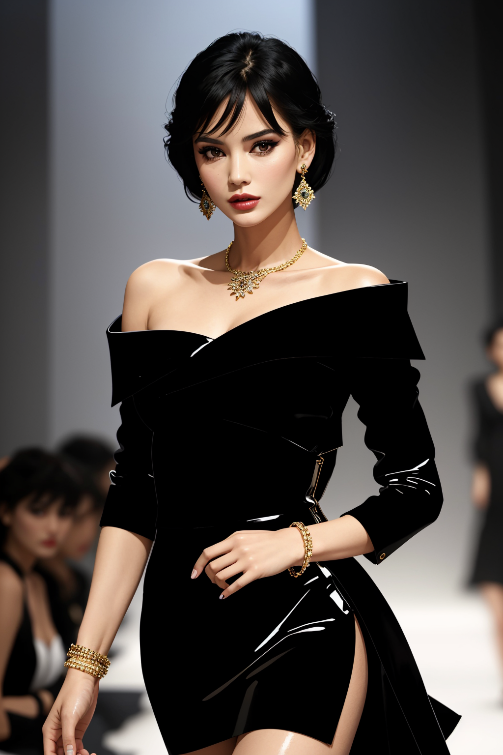 01897-2847883540-((Masterpiece, best quality)),edgQuality,(thepit bimbo,glossy)_edgdlf,slender figure, a woman in a black dress walking down a ru.png